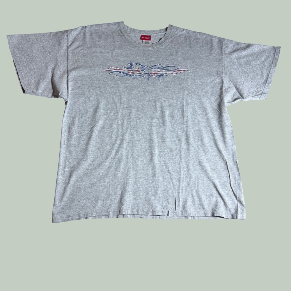 Sonoma Life Style Mens XXL Gray Tribal Graphic T-Shirt Y2K Patriotic Short Sleve
